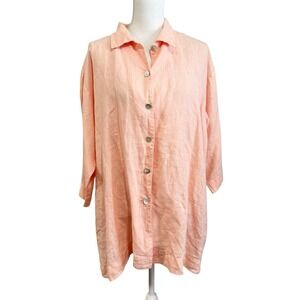 Bryn Walker Womens Medium Oversized Sherbet Linen Button Down Shirt USA Made